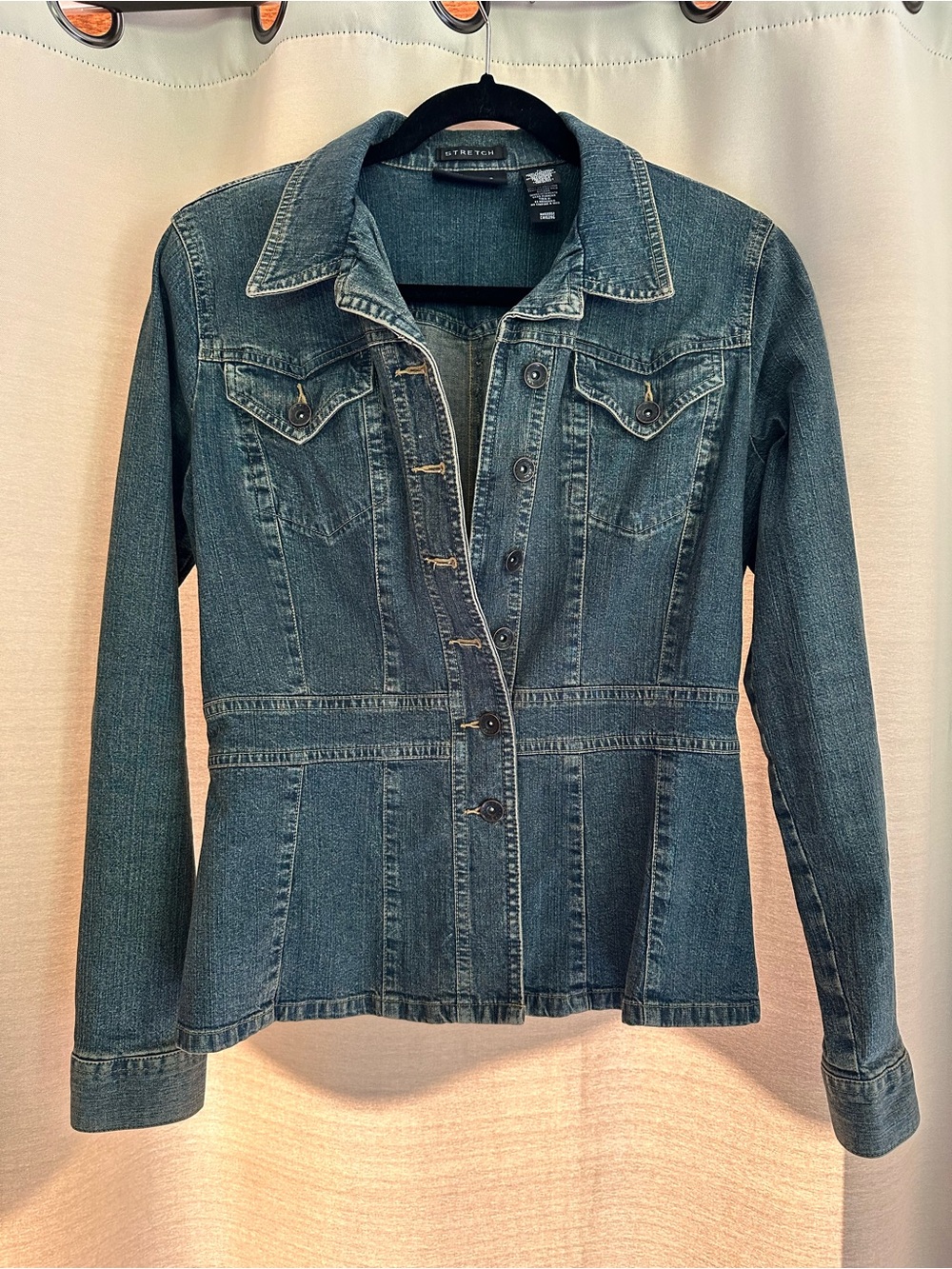 Axcess Dark Blue Denim Fitted Jacket